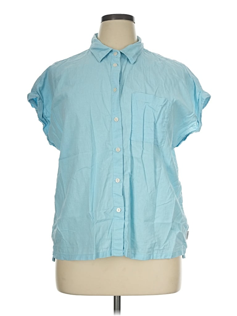 Pre-owned Orvis Short Sleeve Blouse In Blue