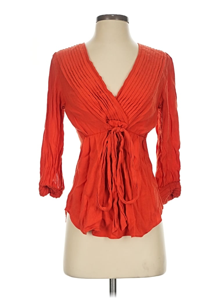 Pre-owned Leifsdottir 3/4 Sleeve Blouse In Orange