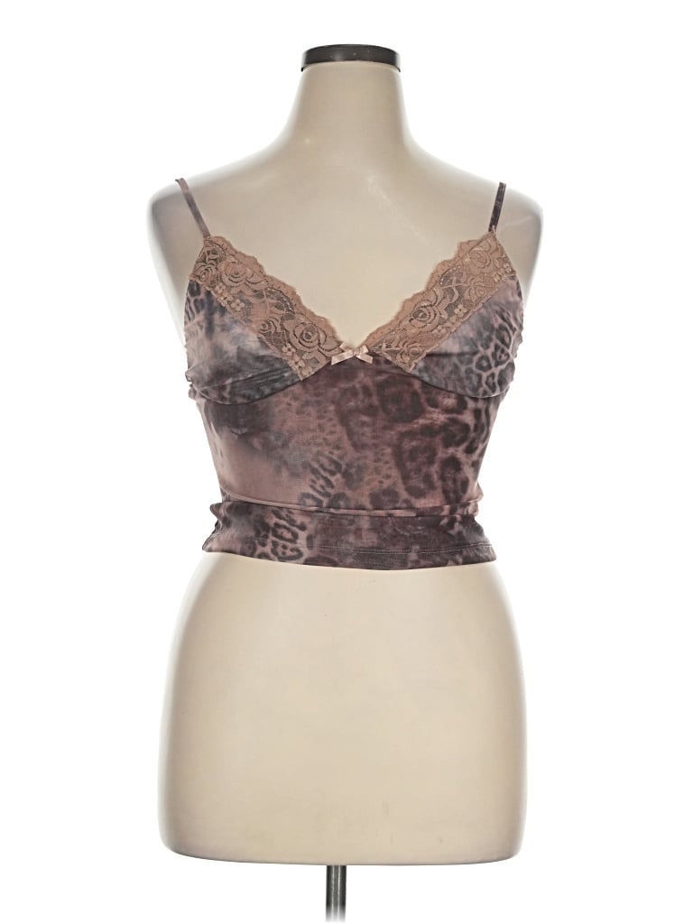 White Fox Tank Top Brown Sweetheart Neckline Tops