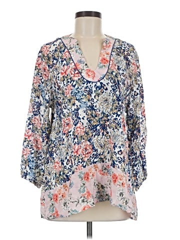 Tolani 3/4 Sleeve Silk Top (view 1)