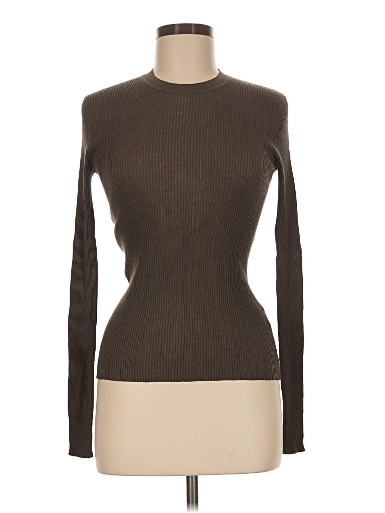 Pre-owned 6397 Long Sleeve Top Brown Turtleneck Tops