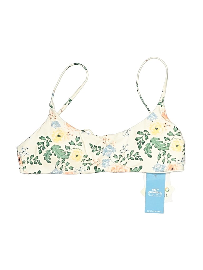 O'neill Swimsuit Top Ivory Floral Pattern Swimwear
