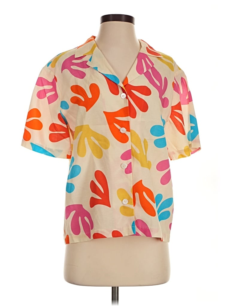 Pre-owned Kitri Short Sleeve Blouse In Tan