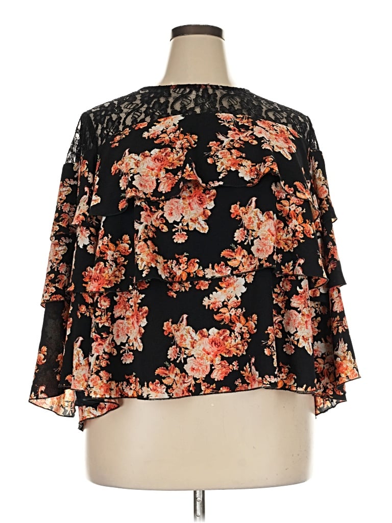 Pre-owned Kaari Blue 3/4 Sleeve Blouse In Black