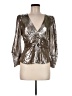 Zara Metallic Silver 3/4 Sleeve Blouse Size M - photo 1