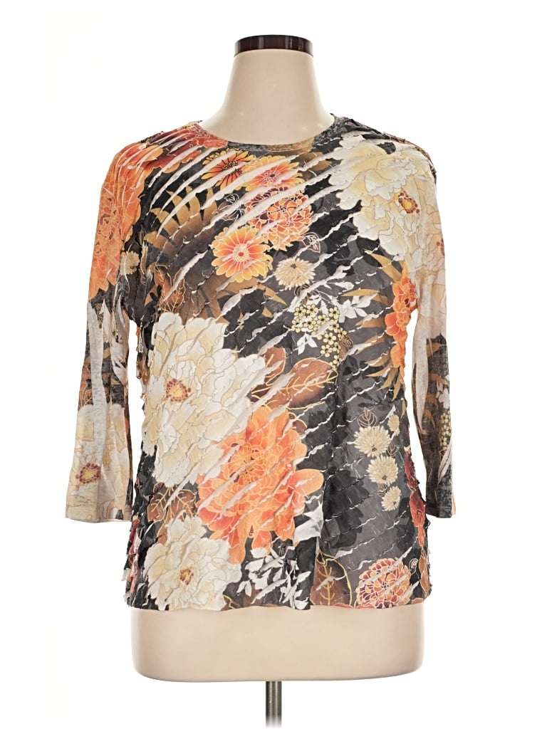 Pre-owned Jess & Jane 3/4 Sleeve T-shirt In Tan