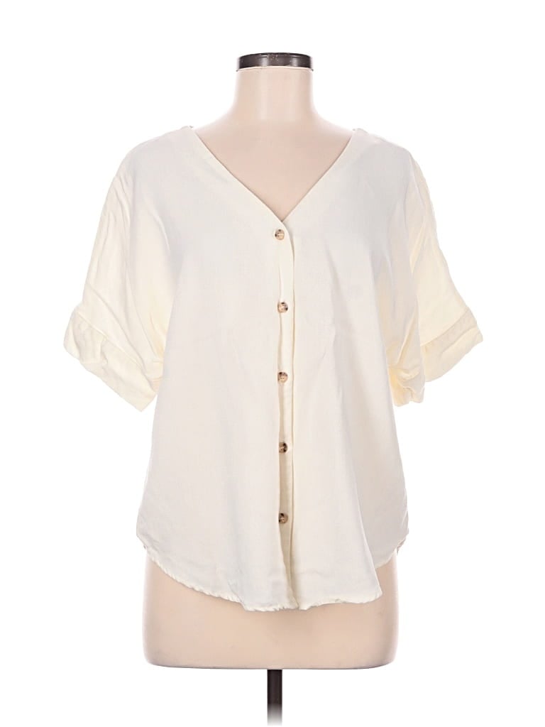 Pre-owned Vetta Short Sleeve Blouse In Ivory