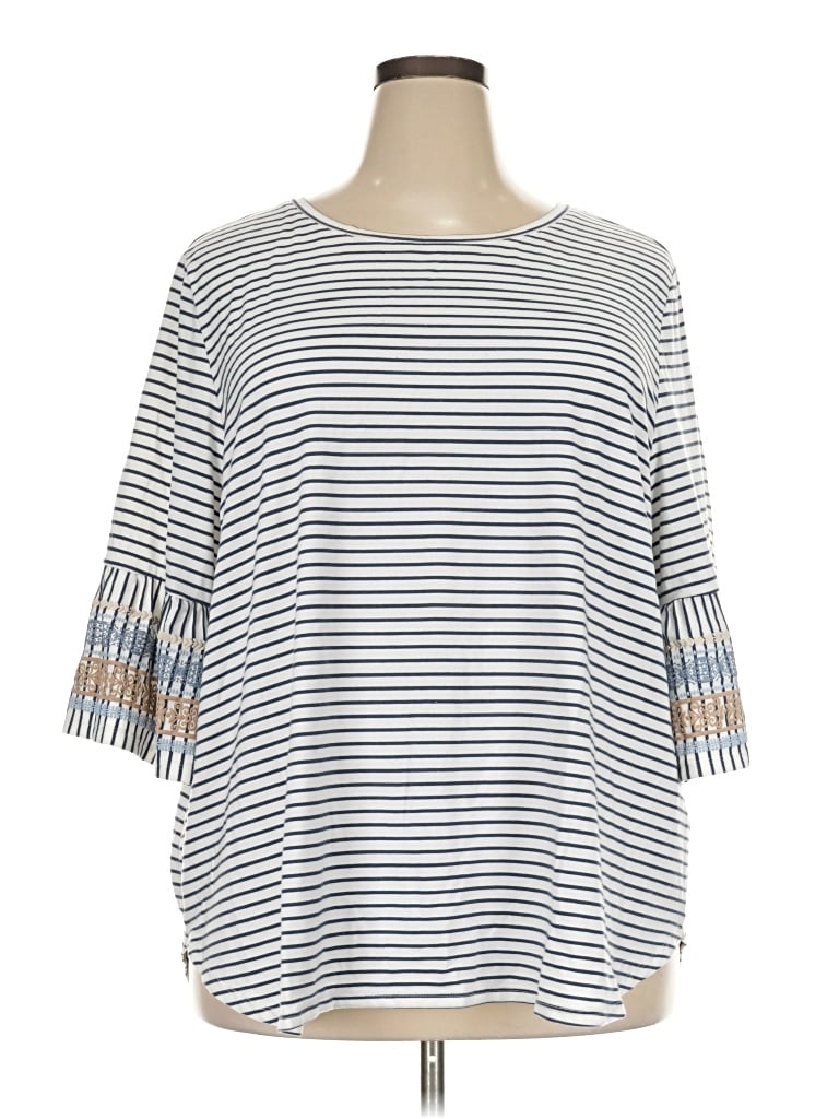 Pre-owned Ruby Rd. 3/4 Sleeve Top Silver Boatneck Tops