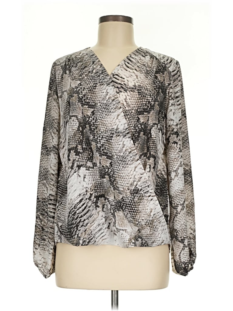 Pre-owned Catherine Malandrino Long Sleeve Blouse In Silver