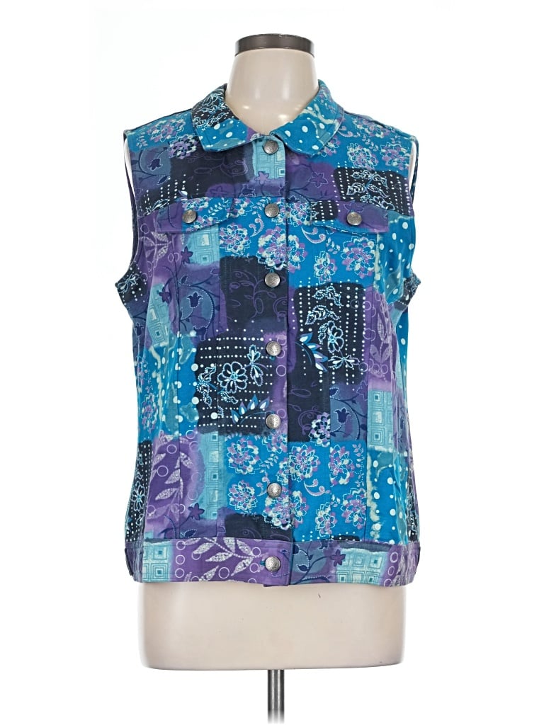 Pre-owned Christopher & Banks Vest In Blue