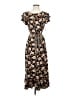 Perceptions Floral Brown Casual Dress Size S - photo 1