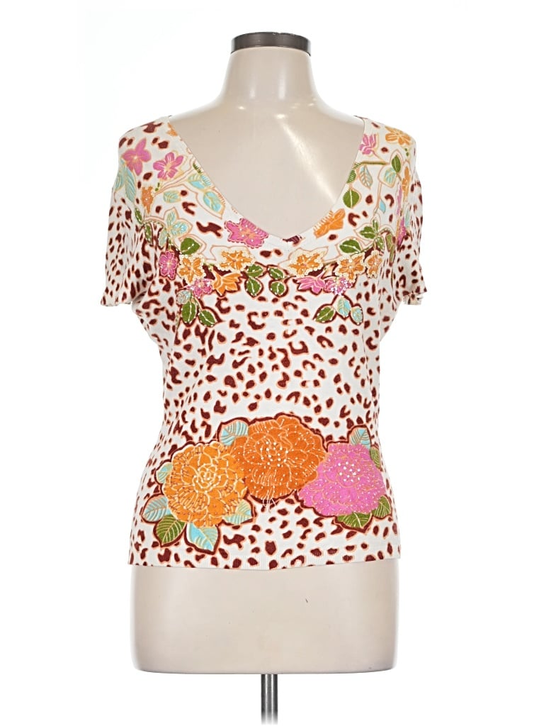 Pre-owned Vertigo Paris Short Sleeve Top Orange Sweetheart Neckline Tops