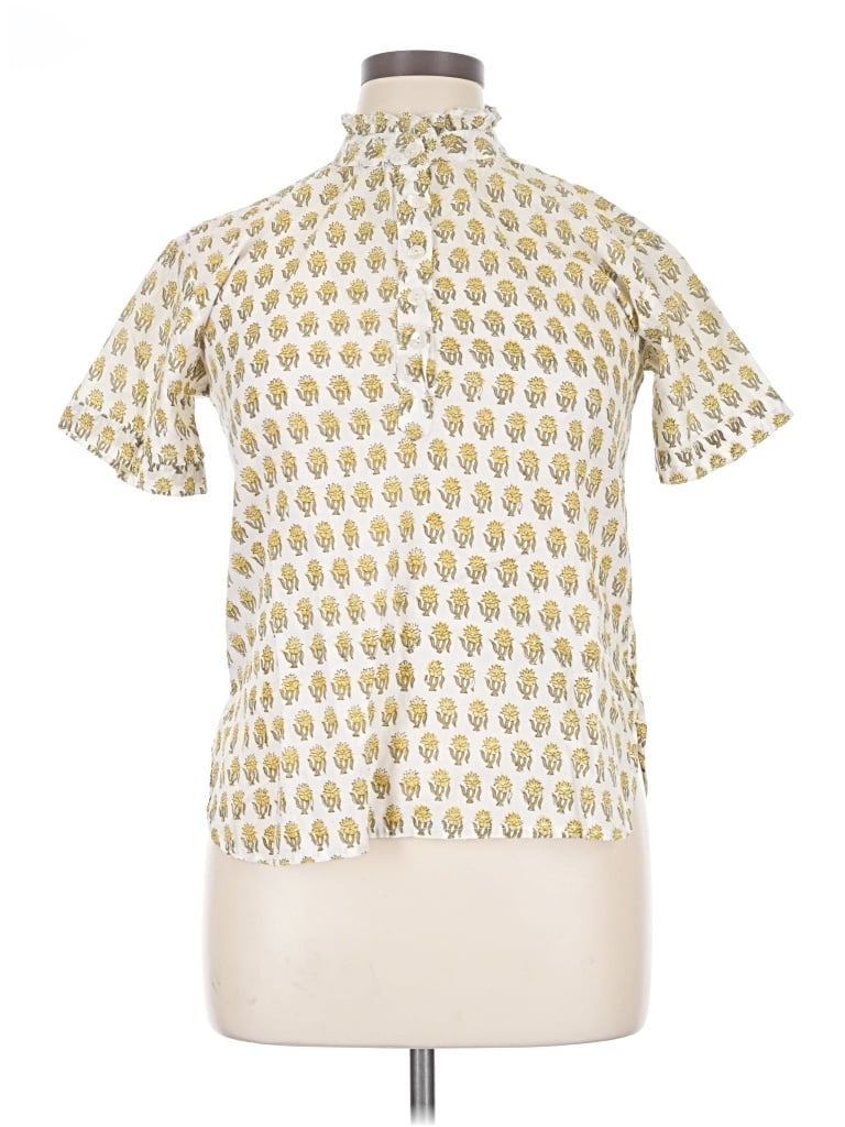 Pre-owned Assorted Brands Short Sleeve Blouse In Ivory