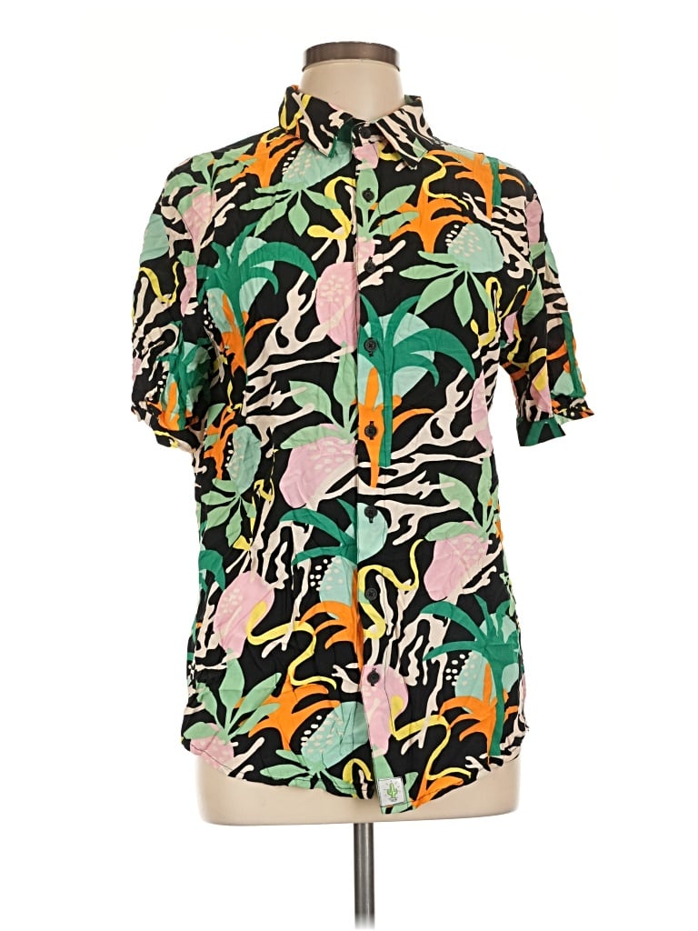 Pre-owned Assorted Brands Short Sleeve Blouse In Green