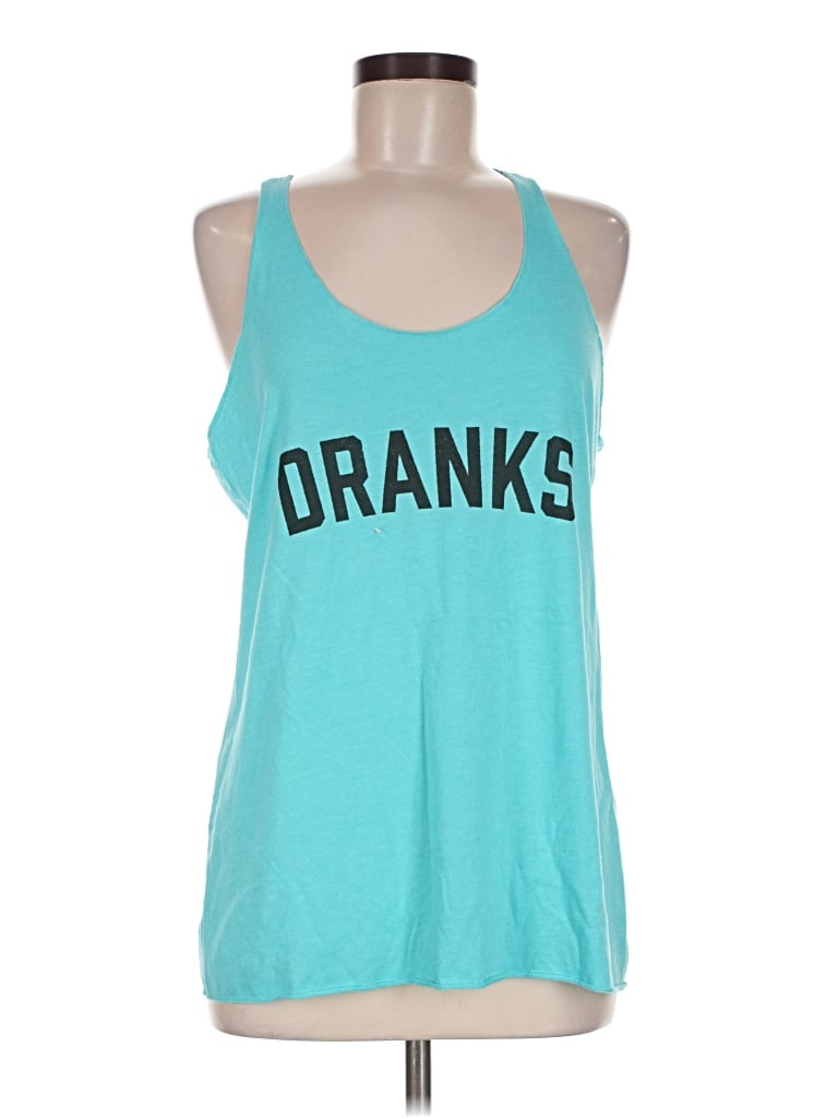 Pre-owned Next Level Apparel Tank Top Teal Halter Neckline Tops