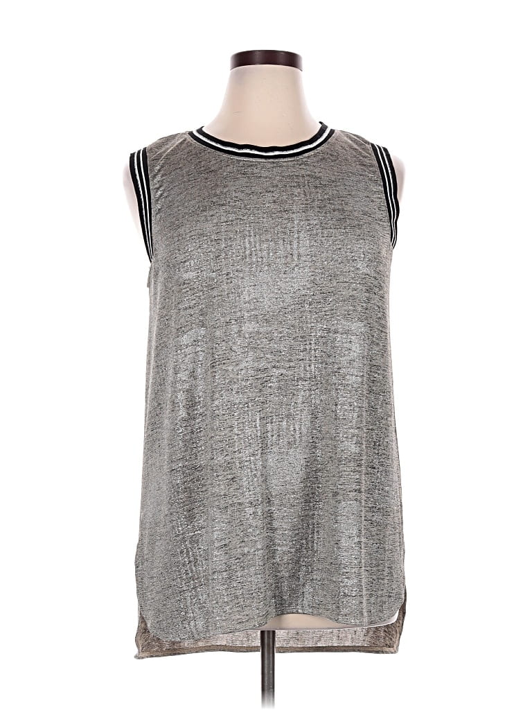 Pre-owned Democracy Sleeveless Top Silver Crew Neck Tops