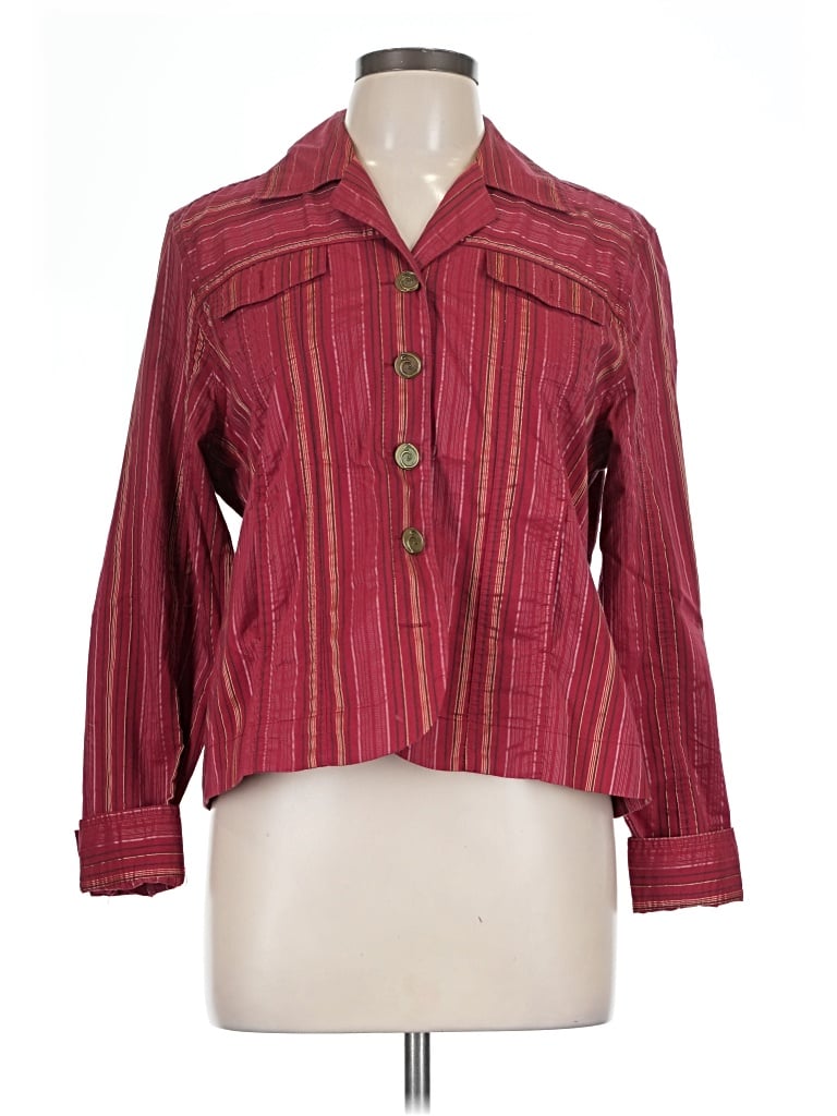 Pre-owned Christopher & Banks Long Sleeve Blouse In Burgundy