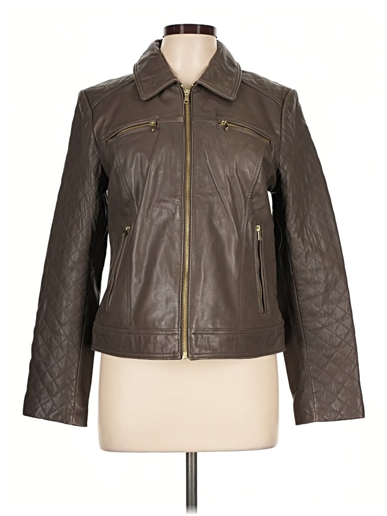 Pre-owned Cole Haan Leather Jacket In Brown