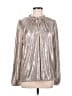 Ann Taylor LOFT 100% Polyester Metallic Silver Long Sleeve Blouse Size M - photo 1