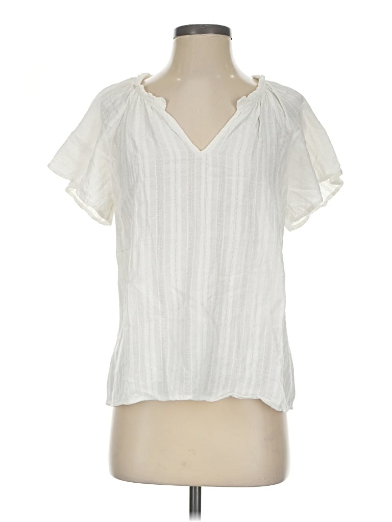 Pre-owned Marine Layer Short Sleeve Blouse In Ivory