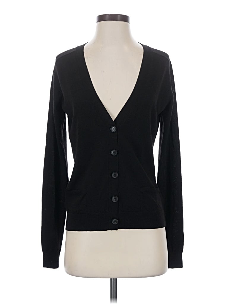 Pre-owned Theory Wool Cardigan Sweater In Black