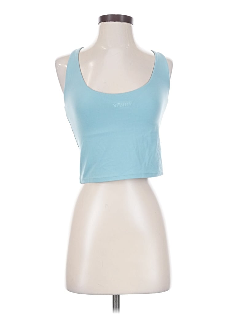 Pre-owned Vitality Tank Top Blue Halter Neckline Tops