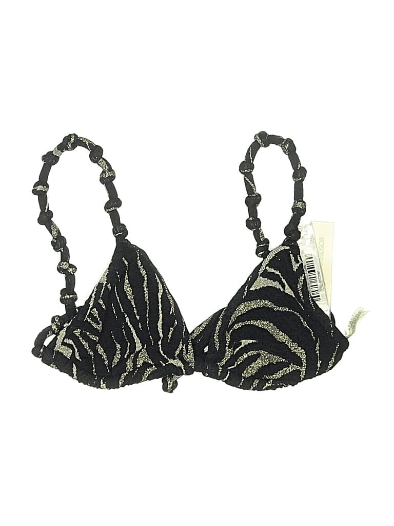 Pre-owned Devon Windsor Swimsuit Top Black Animal Print Pattern Swimwear