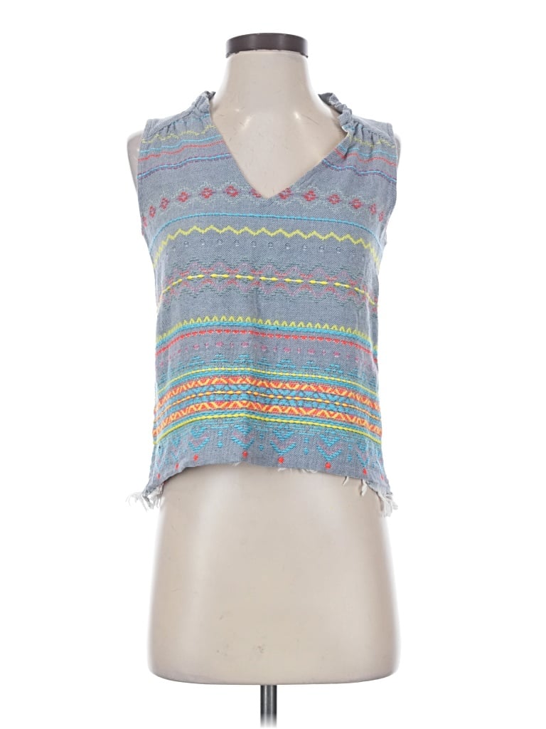 Pre-owned Drew Sleeveless Top Blue Halter Neckline Tops