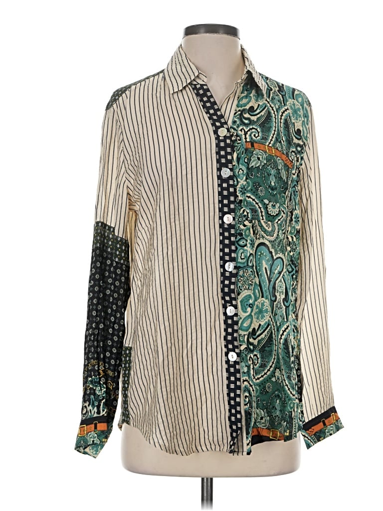 Pre-owned John Mark Long Sleeve Blouse In Ivory