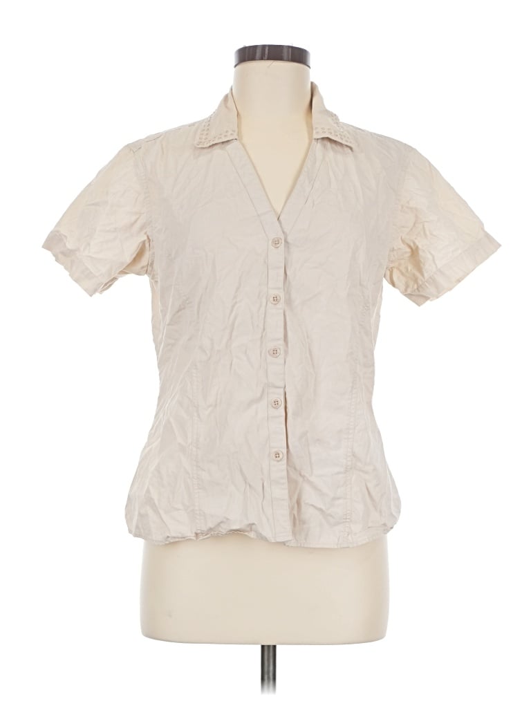 Pre-owned Cabela's Short Sleeve Blouse In Ivory