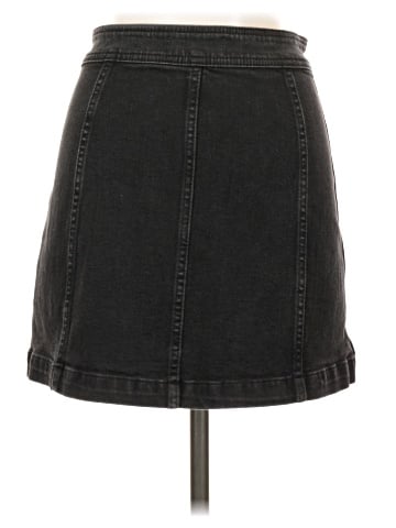 Madewell Stretch Denim A-Line Mini Skirt in Black Frost: Patch Pocket Edition (view 2)