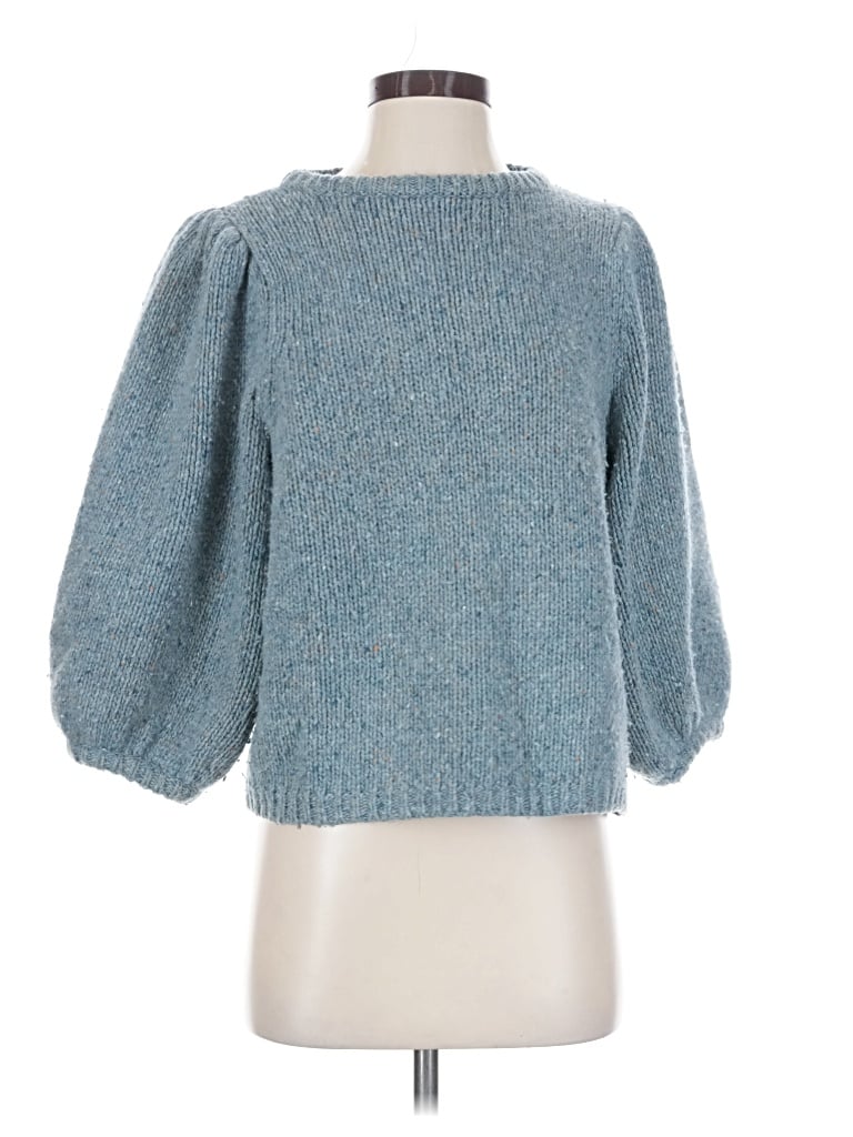Pre-owned Demylee 3/4 Sleeve Top Blue Turtleneck Tops
