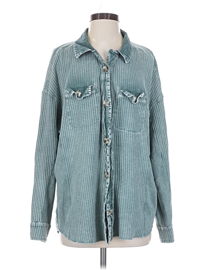 Pre-owned Bke Long Sleeve Blouse In Teal