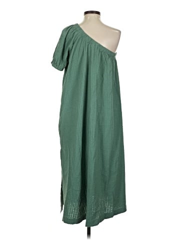 Madewell Seersucker One-Shoulder Puff-Sleeve Midi Dress (view 2)
