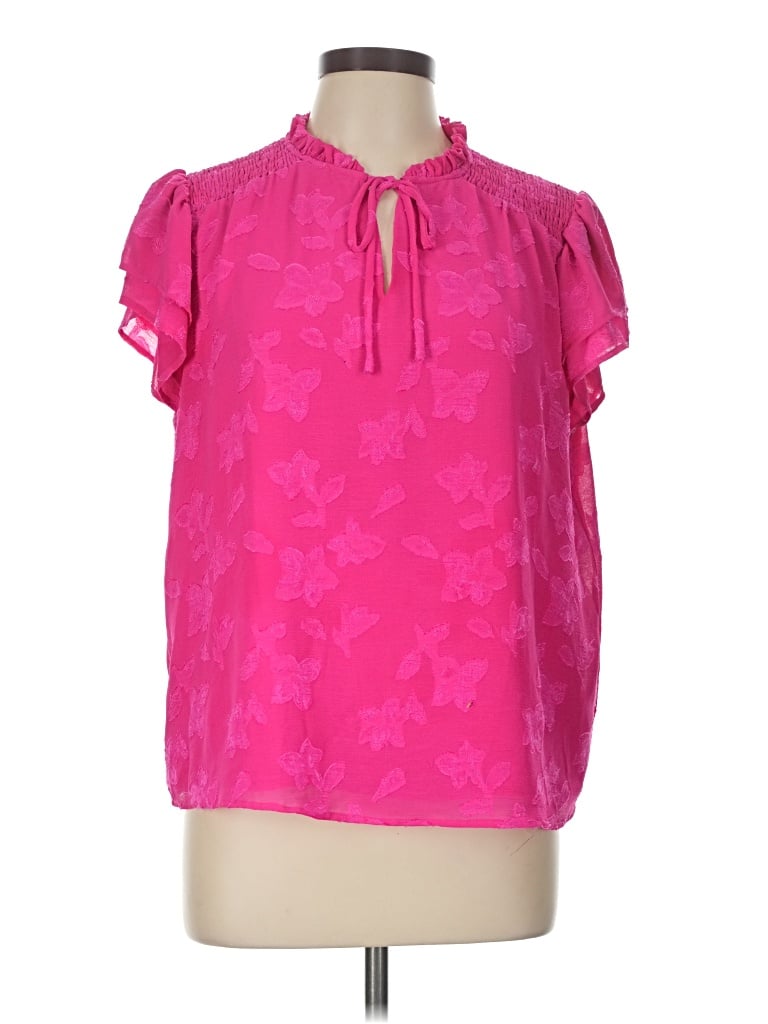 Pre-owned Cece Short Sleeve Blouse In Pink
