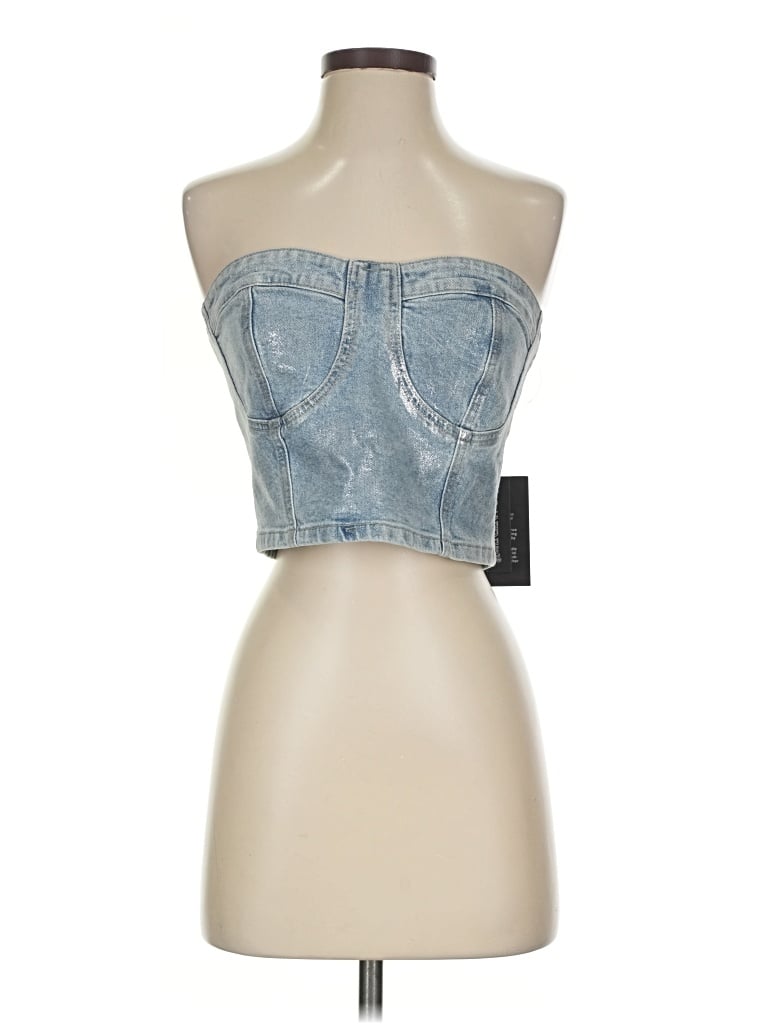 Pre-owned Blanknyc Blank Nyc Tube Top Blue Strapless Neckline Tops