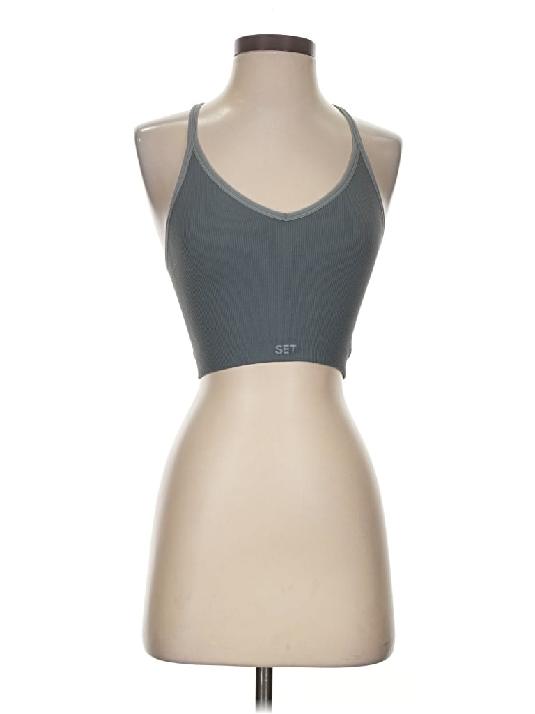 Pre-owned Set Active Tank Top Gray Halter Neckline Tops