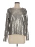 Press 100% Polyester Metallic Gold Silver Long Sleeve Top Size M - photo 1