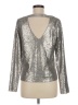 Press 100% Polyester Metallic Gold Silver Long Sleeve Top Size M - photo 2