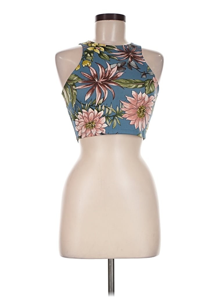 Pre-owned Blue Blush Tank Top Teal Halter Neckline Tops