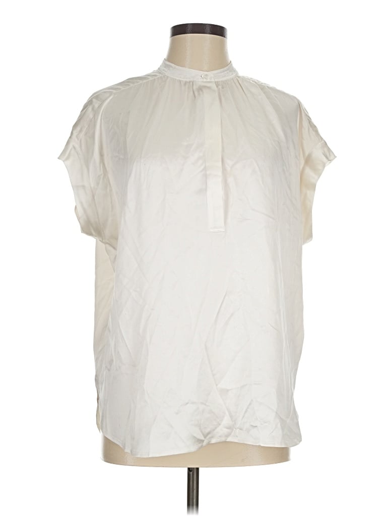 Pre-owned Vince Short Sleeve Blouse In Ivory