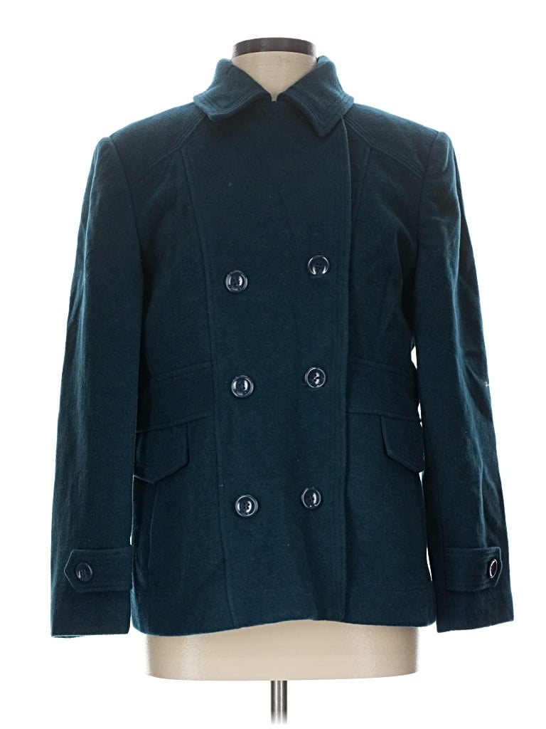 Pre-owned St. John's Bay Wool Coat In Blue