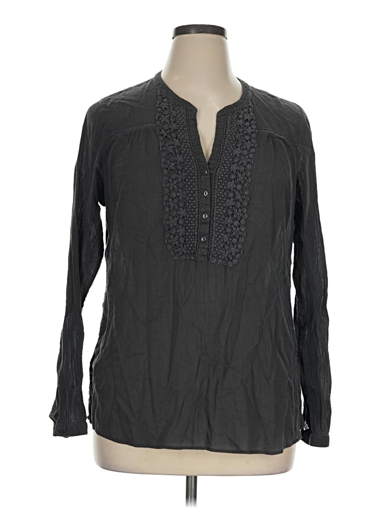Pre-owned Eddie Bauer Long Sleeve Blouse In Gray