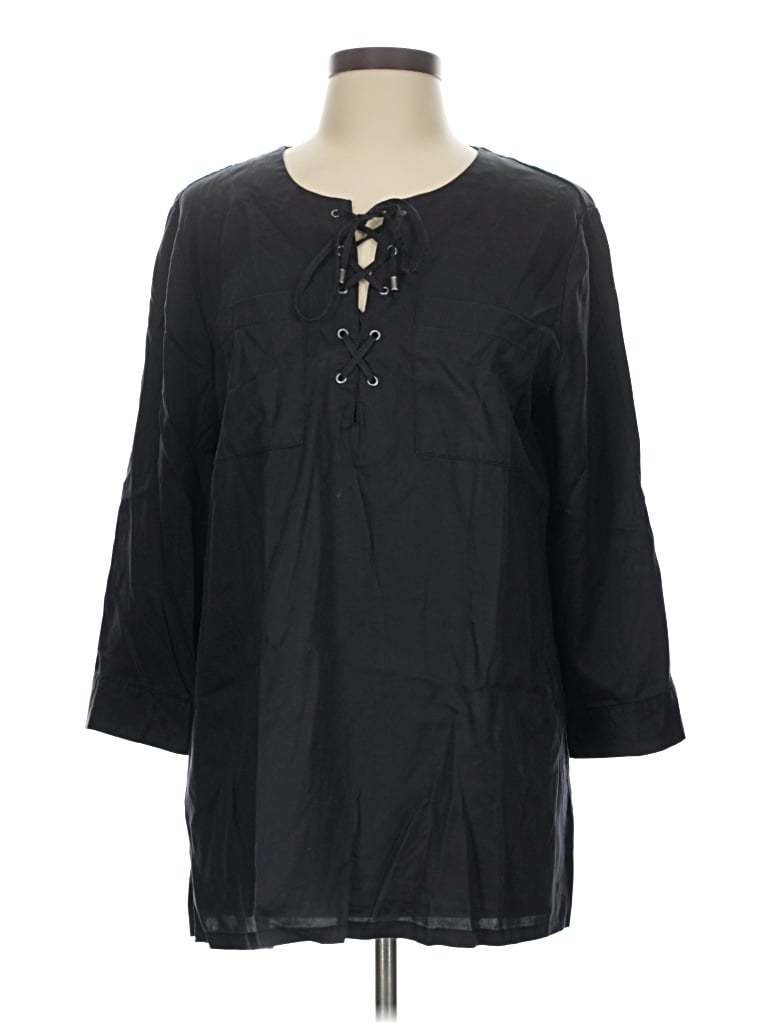 Pre-owned Intro 3/4 Sleeve Blouse In Black