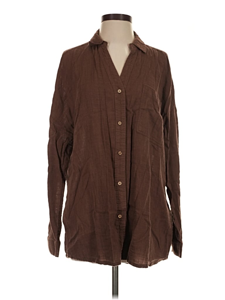 Pre-owned Cotton On Body Long Sleeve Button Down Shirt In Brown