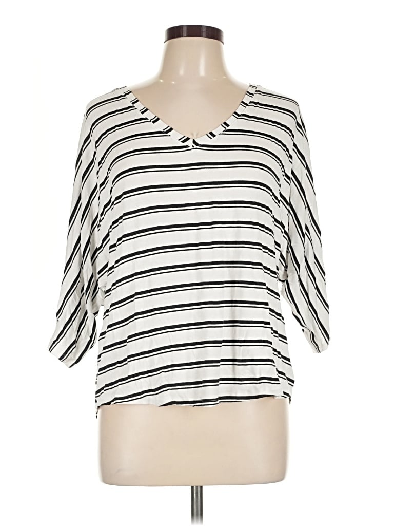 Pre-owned French Laundry 3/4 Sleeve T-shirt In Ivory