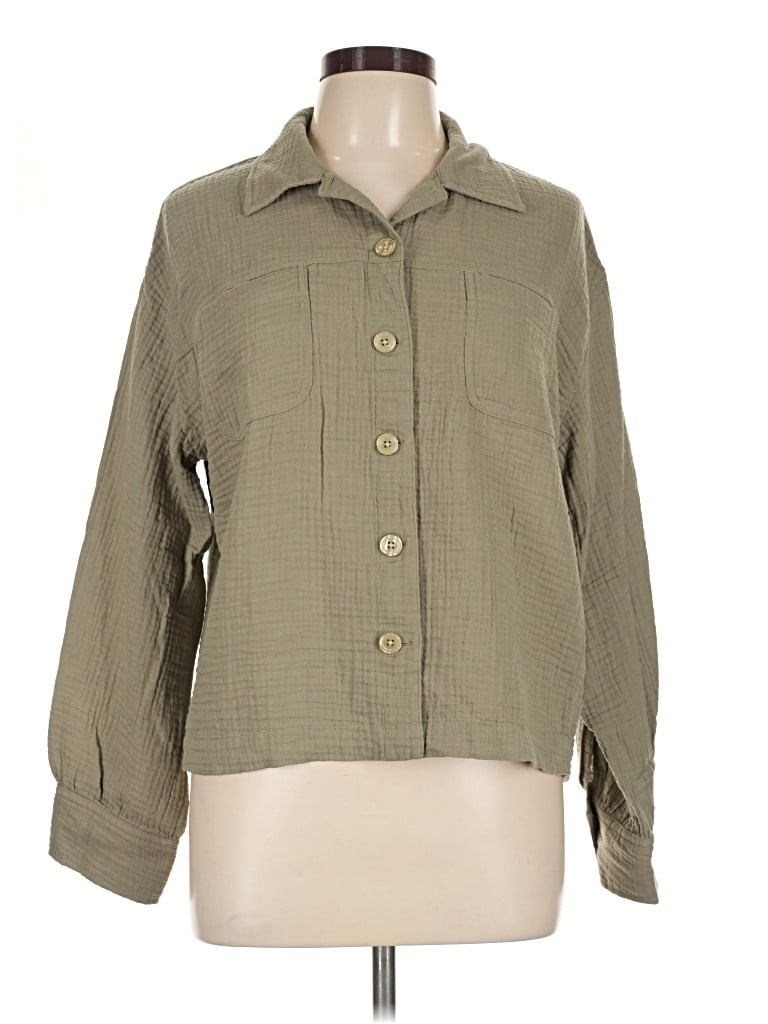 Pre-owned Haven Well Within Long Sleeve Button Down Shirt In Green