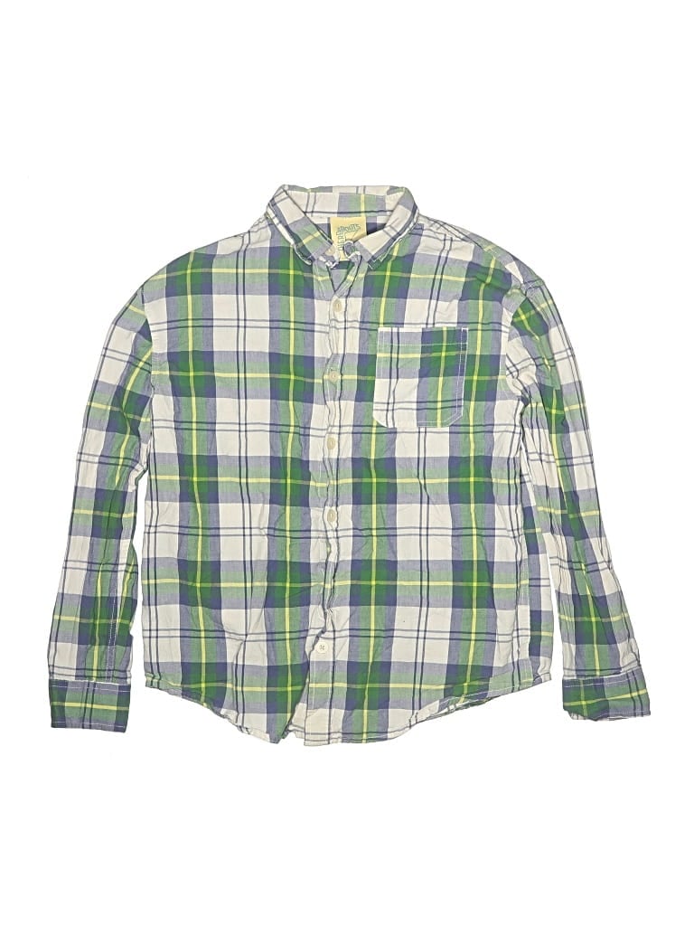 Pre-owned Thereabouts Kids' Long Sleeve Button Down Shirt In Green