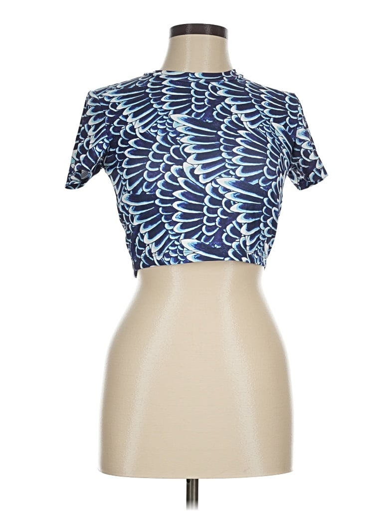 Pre-owned Ed Hardy Short Sleeve Turtleneck In Blue