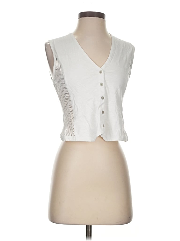 Pre-owned Goldie Tank Top Ivory Plunge Neckline Tops